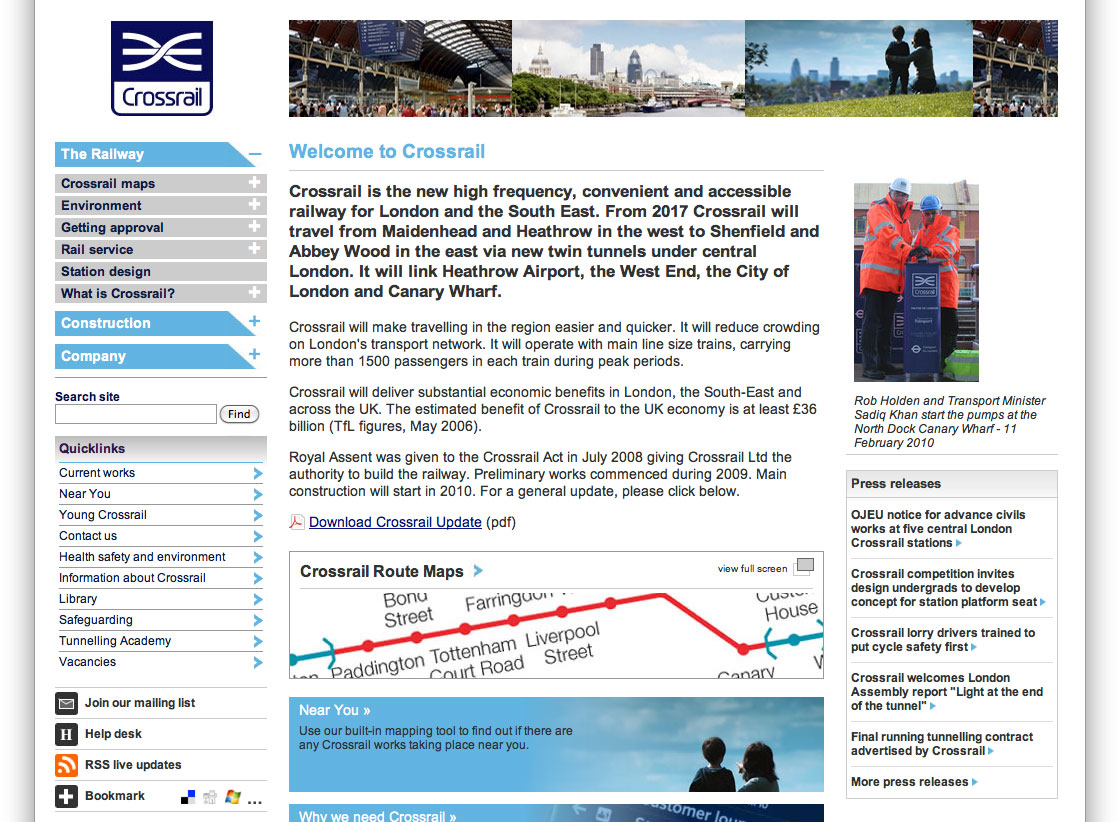 Crossrail website designed by UXB London an agency in London, UK